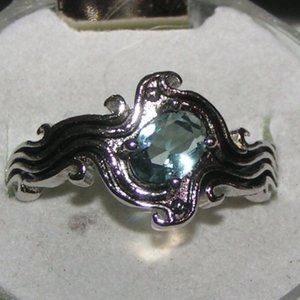 NWOT Blue Topaz Antiqued Silver Fashion Ring